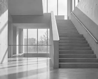 Concrete staircase in soft daylight
